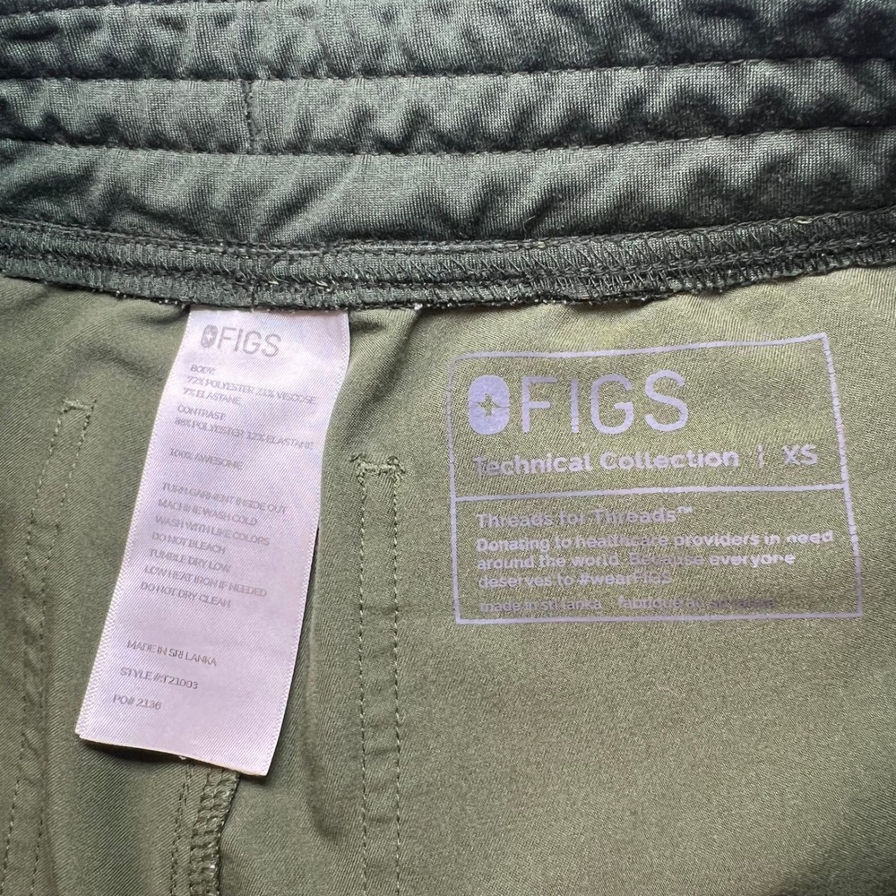 FIGS Scrub Pants Women XS Olive Green Straight Leg Red Drawstring - Picture 3 of 10